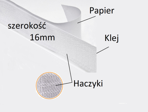 Rzep Biały Haczyk 16 mm 25 m
